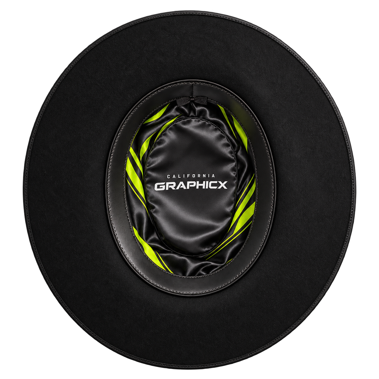 Black liner with neon green details and California Graphicx branding