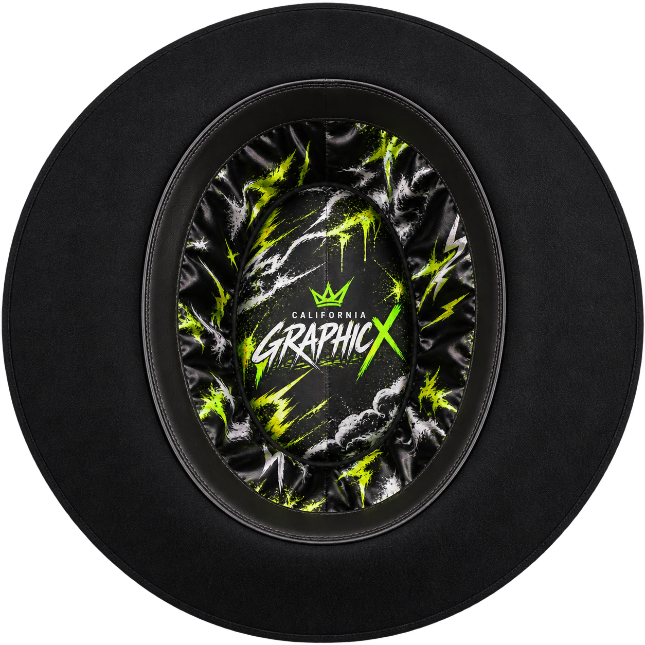 California Graphicx custom satin hat liner with neon street art artwork