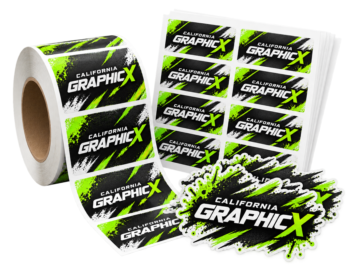 California Graphicx labels and stickers concept mockup