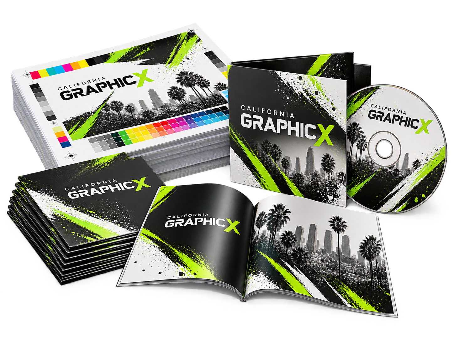 California Graphicx offset digital and media printing concept mockup